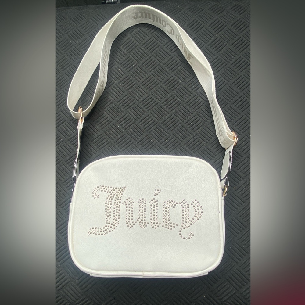 Juicy Couture White Faux Leather Obsession Camera Crossbody
